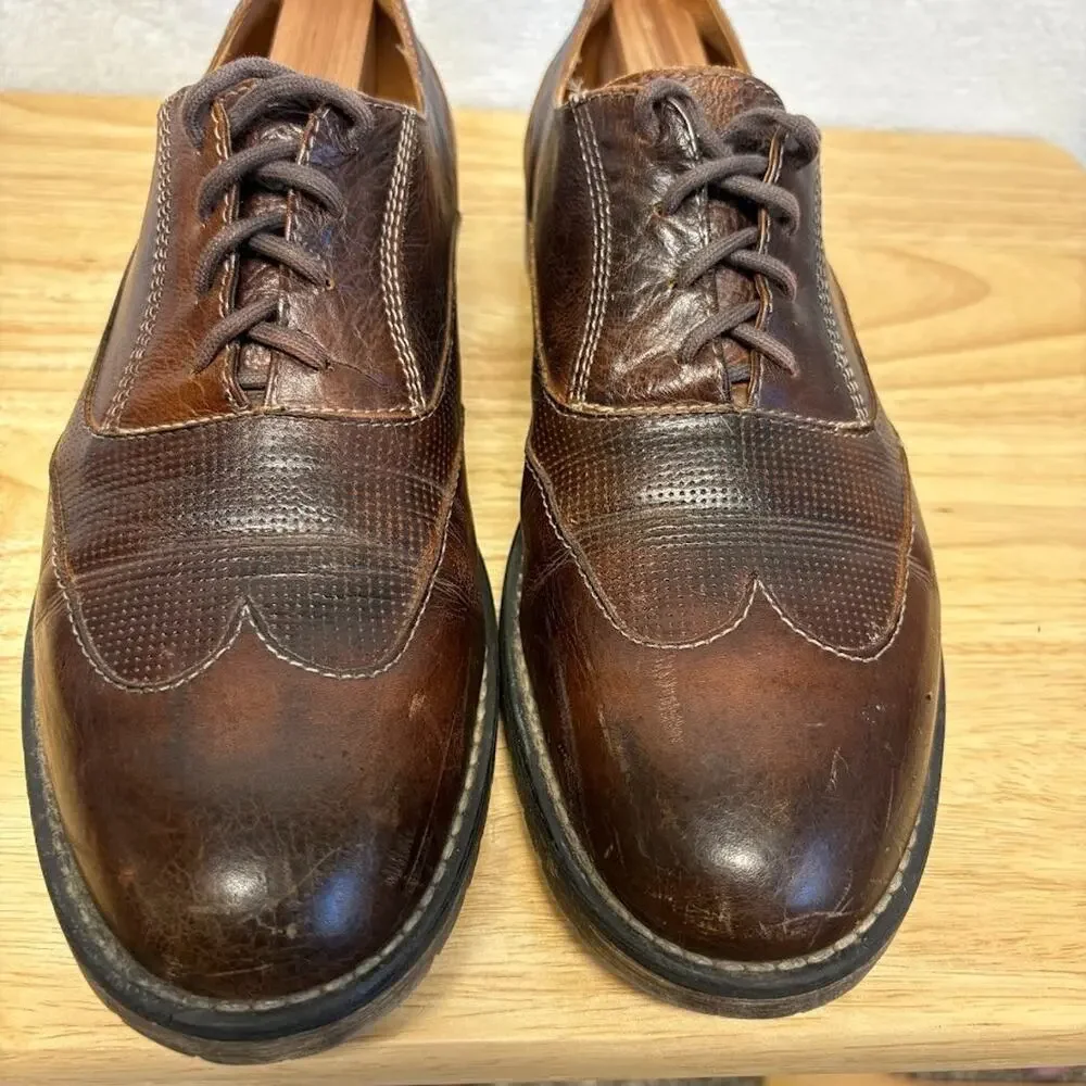 Bedstu Dress Shoe Gibson Brown Leather Oxford Wingtip Lace Up Casual Shoe Size 9
